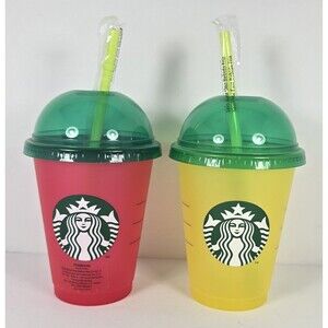 Starbucks Mexico 2022 Reusable Watermelon and Pineapple Frappuccino Cups NEW